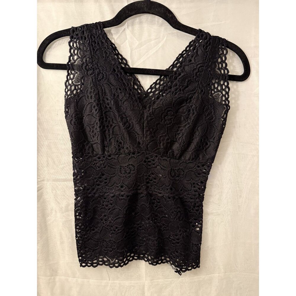 Black Floral Lace V-Neck Peplum Top